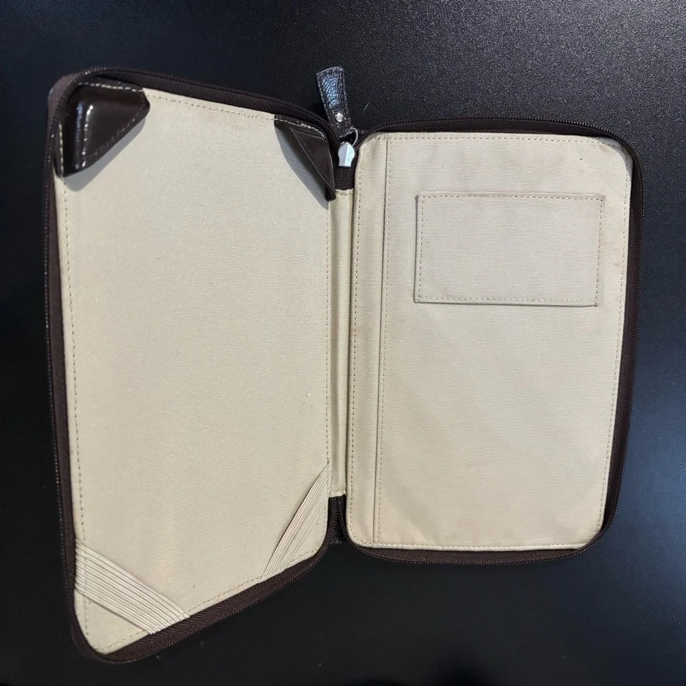 Coach Tan and Brown Monogram Zip iPad eReader Zippered Case Wallet - Picture 3 of 10